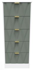 Las Vegas White and Green 5 Drawer Narrow Chest