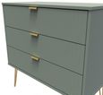 Linear Green 3 Drawer Midi Chest with Gold Hairpin Legs