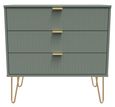 Linear Green 3 Drawer Small Chest with Hairpin Legs
