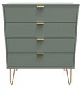 Linear Green 4 Drawer Chest with Gold Hairpin Legs