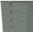 Linear Green 5 Drawer Chest with Gold Hairpin Legs