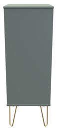 Linear Green 5 Drawer Narrow Chest with Gold Hairpin Legs