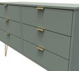 Linear Green 6 Drawer Midi Chest with Gold Hairpin Legs