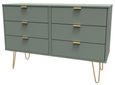 Linear Green 6 Drawer Midi Chest with Gold Hairpin Legs