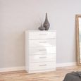 Lynx Chest - 5 Drawer - White Gloss