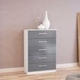 Lynx Chest - 5 Drawer - White and Grey Gloss