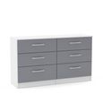 Lynx Wide Chest - 6 Drawer - White and Grey Gloss