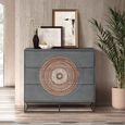 Lytton Chest - Grey Carved Mango Wood - 3 Drawer
