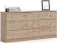 May Oak Effect 6 Drawer Wide Chest