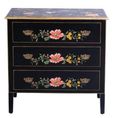 Meerut Black Lyre Bird Design 3 Drawer Small Chest