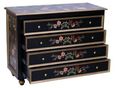 Meerut Black Lyre Bird Design 4 Drawer Chest