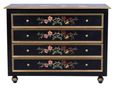 Meerut Black Lyre Bird Design 4 Drawer Chest