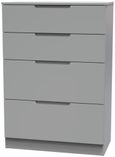 Milan Grey 4 Drawer Deep Chest