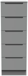 Milan Grey 5 Drawer Narrow Chest