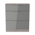 Milan Grey Gloss and Grey Oak 3 Drawer Deep Chest