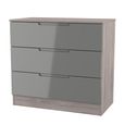 Milan Grey Gloss and Grey Oak 3 Drawer Small Chest