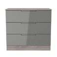 Milan Grey Gloss and Grey Oak 3 Drawer Small Chest