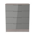 Milan Grey Gloss and Grey Oak 4 Drawer Chest