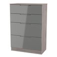 Milan Grey Gloss and Grey Oak 4 Drawer Deep Chest