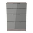 Milan Grey Gloss and Grey Oak 4 Drawer Deep Chest