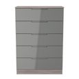Milan Grey Gloss and Grey Oak 5 Drawer Chest