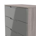 Milan Grey Gloss and Grey Oak 5 Drawer Chest
