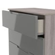 Milan Grey Gloss and Grey Oak 5 Drawer Chest