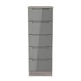 Milan Grey Gloss and Grey Oak 5 Drawer Narrow Chest