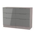 Milan Grey Gloss and Grey Oak 6 Drawer Midi Chest