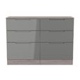 Milan Grey Gloss and Grey Oak 6 Drawer Midi Chest