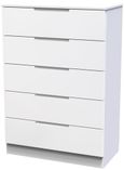 Milan White Gloss 5 Drawer Chest