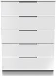 Milan White Gloss 5 Drawer Chest