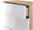 Milan White Gloss and Oak Effect 3 Drawer Deep Chest