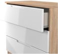 Milan White Gloss and Oak Effect 3 Drawer Small Chest