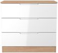 Milan White Gloss and Oak Effect 3 Drawer Small Chest