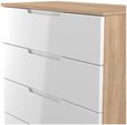 Milan White Gloss and Oak Effect 4 Drawer Chest