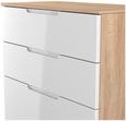 Milan White Gloss and Oak Effect 4 Drawer Deep Chest