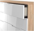Milan White Gloss and Oak Effect 6 Drawer Midi Chest