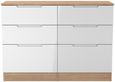Milan White Gloss and Oak Effect 6 Drawer Midi Chest