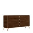 Modern Eva Dresser - 4 Drawer - Walnut with Gold Trim