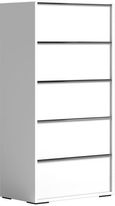 Modern Luna Tall Chest - 5 Drawer - White
