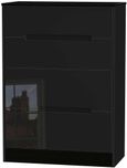 Monaco Black Gloss 4 Drawer Deep Chest
