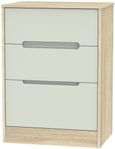 Monaco Cashmere and Oak Effect 3 Drawer Deep Midi Chest