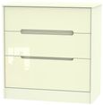 Monaco Cream Gloss 3 Drawer Deep Chest