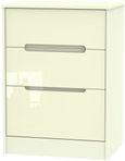 Monaco Cream Gloss 3 Drawer Deep Midi Chest