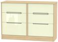 Monaco Cream Gloss and Light Oak 6 Drawer Midi Chest