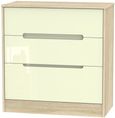 Monaco Cream Gloss and Oak Effect 3 Drawer Deep Chest