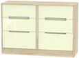 Monaco Cream Gloss and Oak Effect 6 Drawer Midi Chest