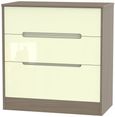 Monaco Cream Gloss and Toronto Walnut 3 Drawer Deep Chest