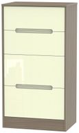 Monaco Cream Gloss and Toronto Walnut 4 Drawer Deep Midi Chest